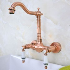 Antique Red Copper Kitchen Faucet Bathroom Sink Mixer Tap Wall Mount snf951