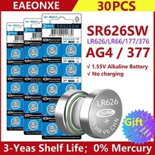 30PCS 1.55V AG4 Button Batteries 377 SR626SW Cell Coin Alkaline Battery