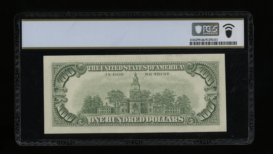 DBR 1985 $100 FRN Chicago Gem Fr. 2171-G PCGS-B 66 PPQ Serial G53490762A - Image 2 of 2