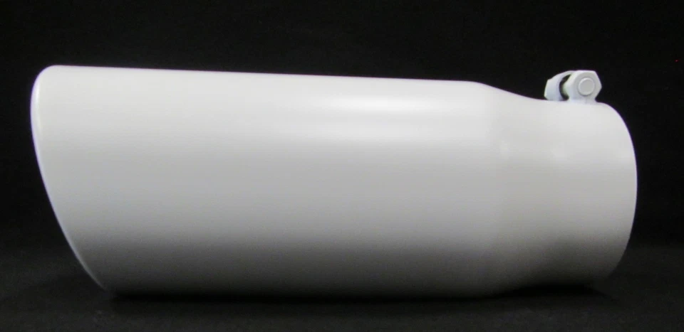 FLAT WHITE 4" INLET 5" OUTLET 12" L DIESEL EXHAUST TIP FORD, DODGE, CHEVY - Image 2 of 4