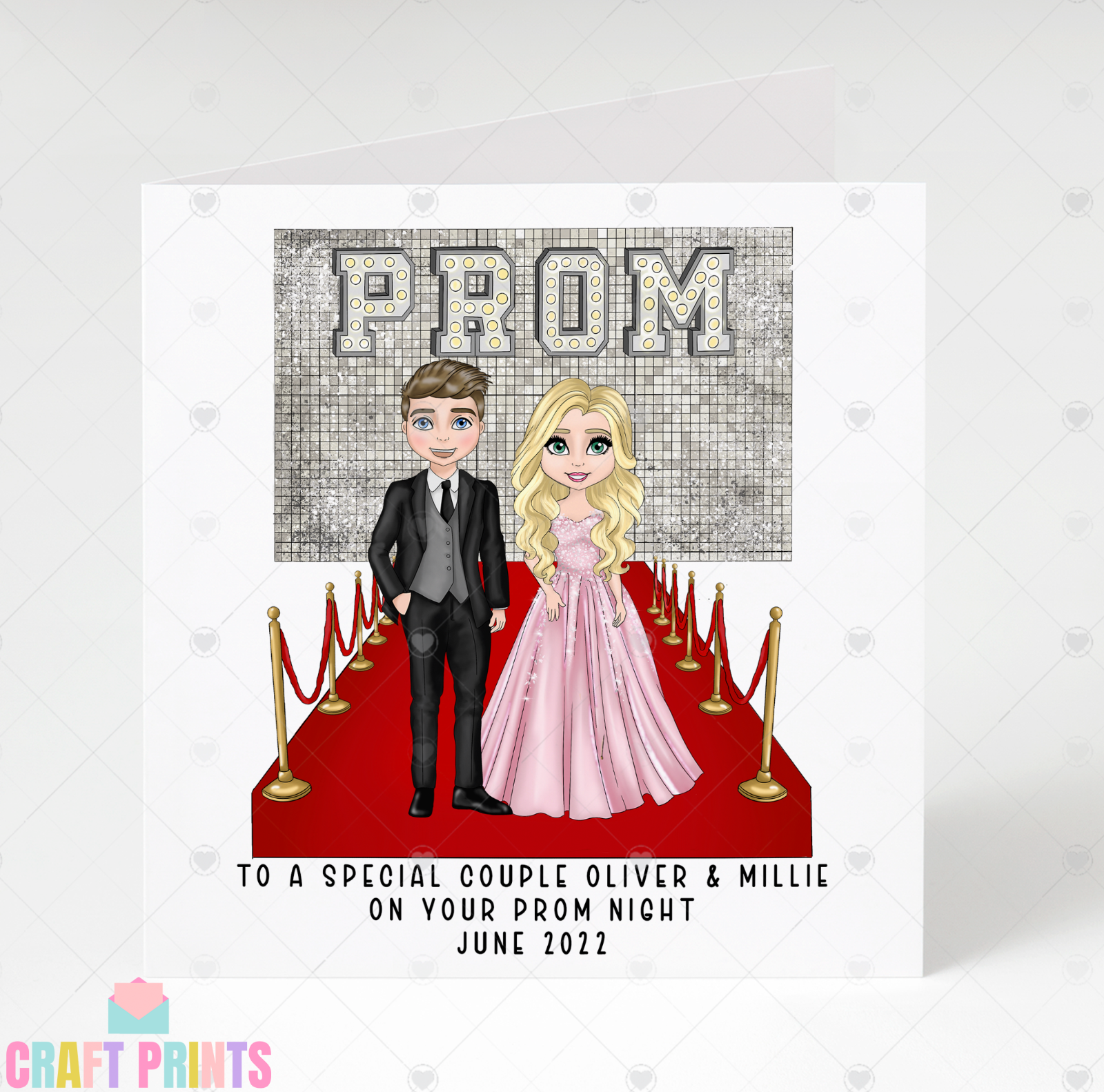 Personalised Couple Prom Card - Handmade, Prom - for Couple, Son, Daughter