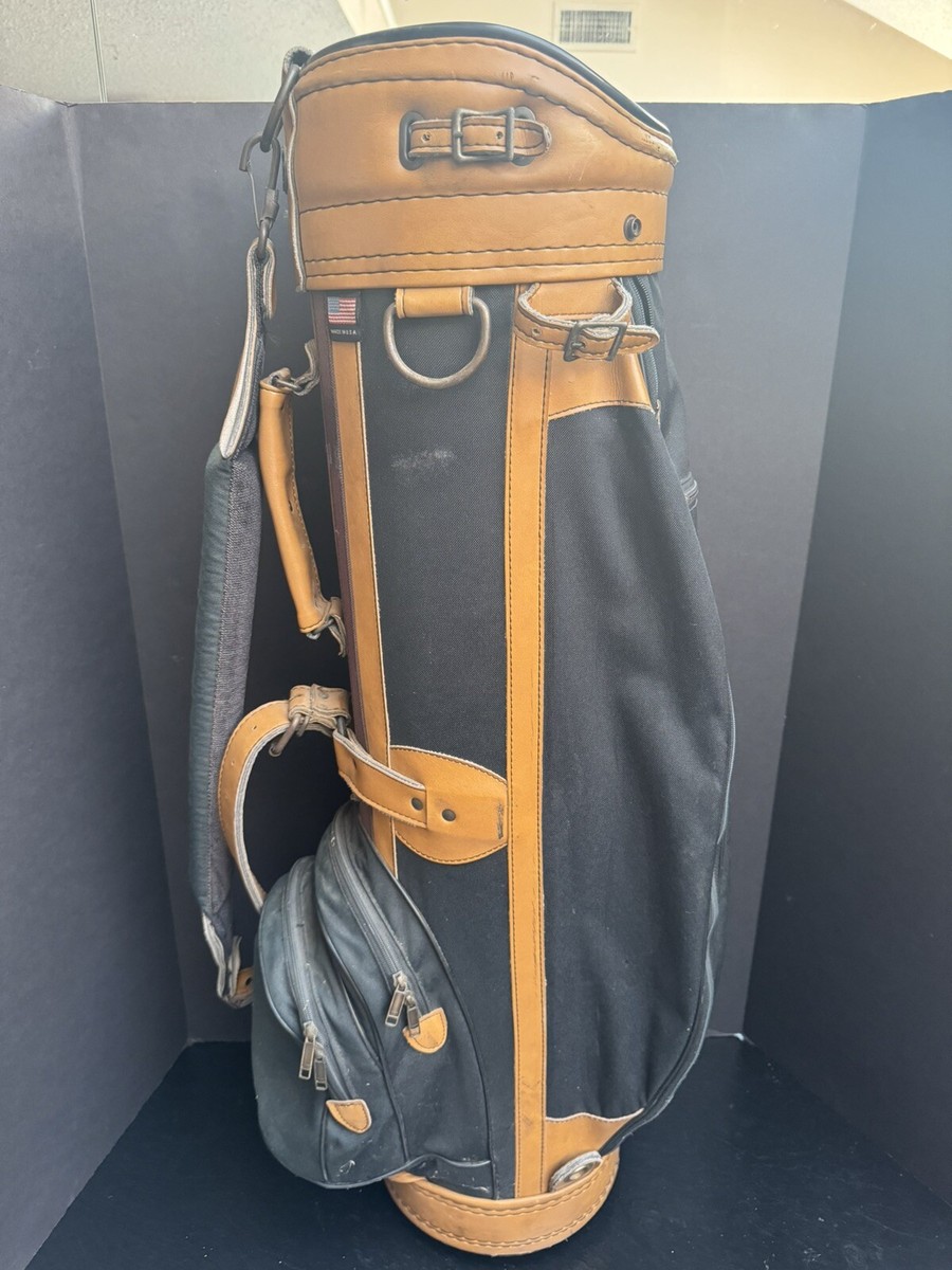 Vintage Ron Miller Pro Model Golf Bag Leather Green/Brown 6 Vintage Ron Miller Pro Model Golf Bag Leather Green/Brown 6