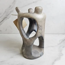 Kenyan Neutral Decor Abstract Family Soapstone Sculpture 