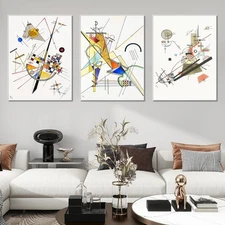 Framed Art Combo Painting 3 PCS by Wassily Kandinsky Wall Art 24"x32" Each Piece