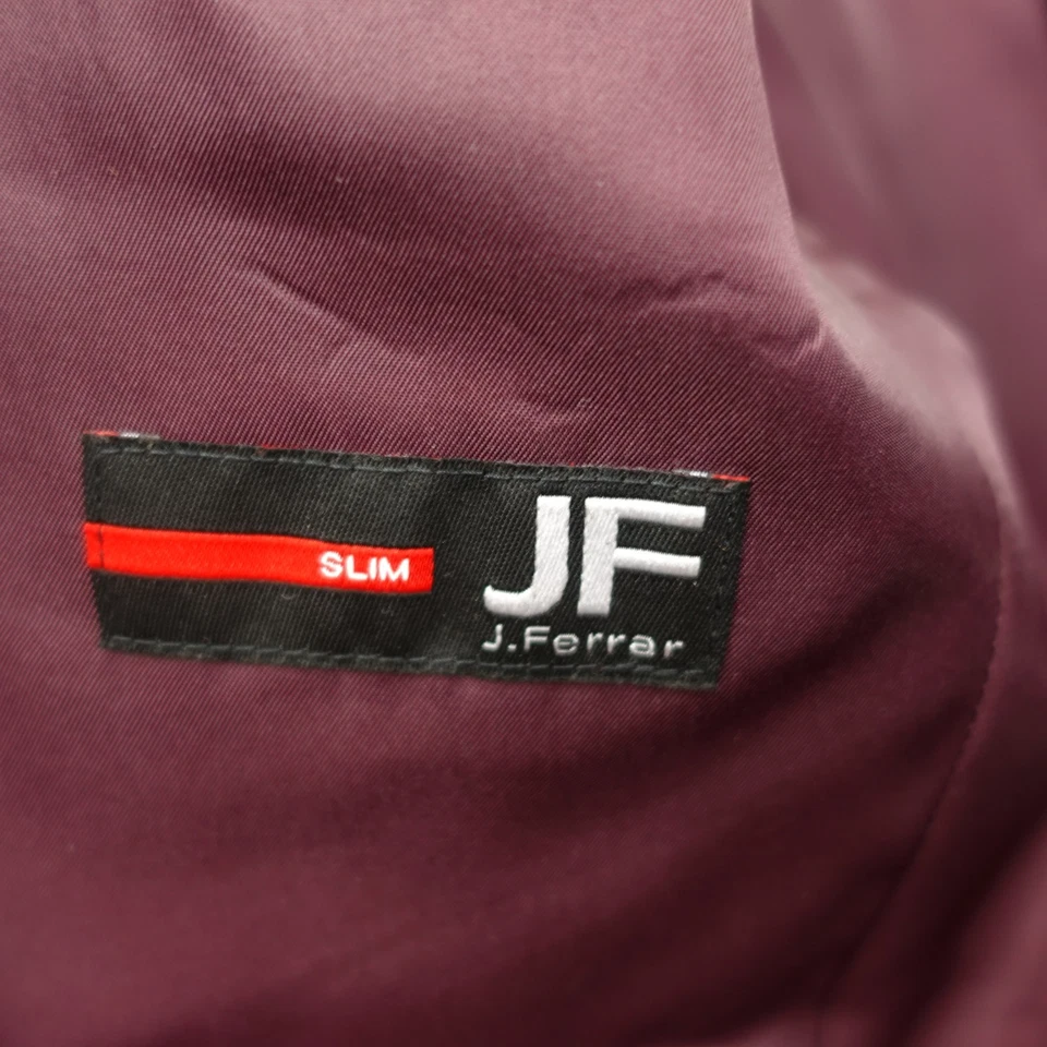 J Ferrar Slim Fit Velvet Blazer Mens 38R S Burgundy Dinner Jacket Holiday Wine - Image 4 of 4