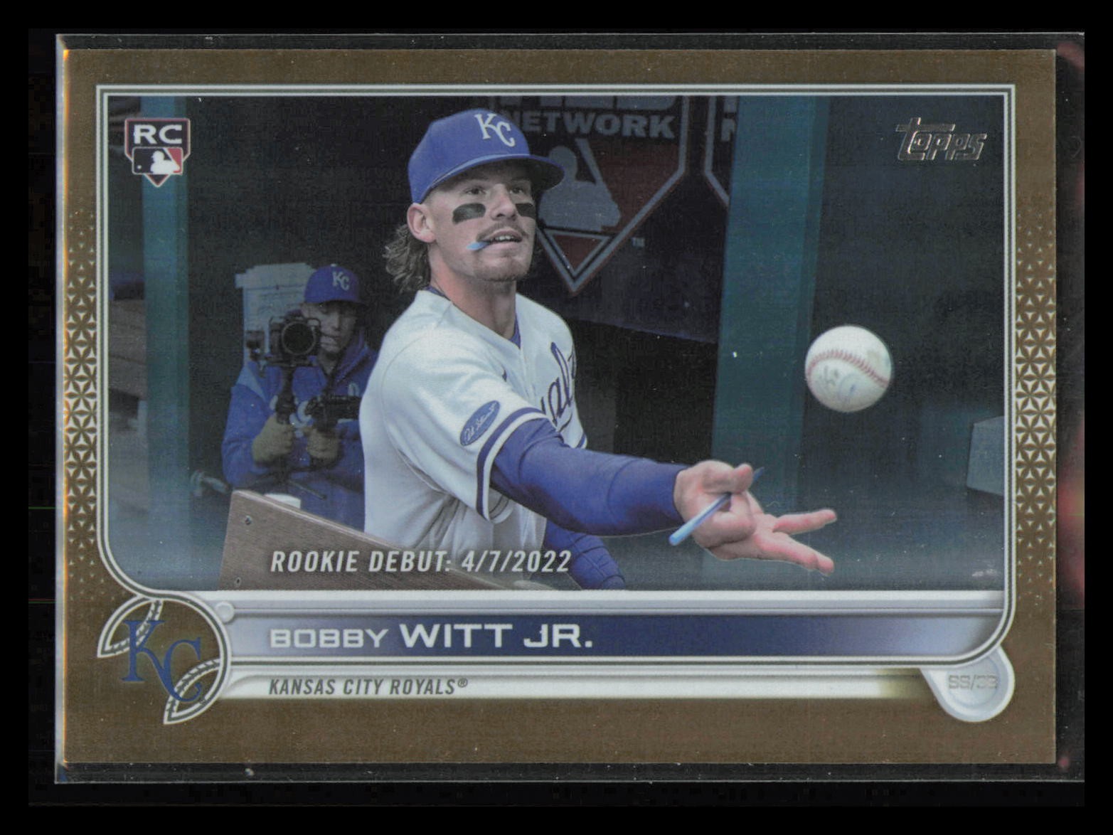2022 Topps Update #US187 Bobby Witt Jr. Gold Foil Rookie Debut