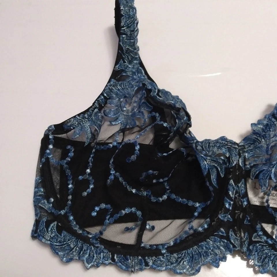 Sujetador Lunaire con cordones negro y azul talla 40 DDD Foto 3 de 4