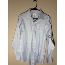 Brooks Brothers Regent Dress Shirt Mens 15.5 34 Light Blue Supima Cotton Stretch