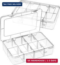 2 Pack 8 Grids Bead Organizer and Storage, Plastic Organizer Box with Removable