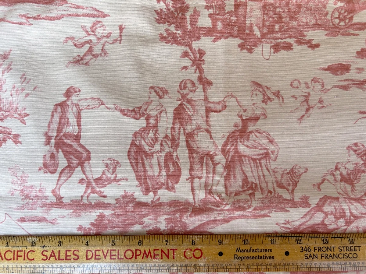 Vintage Toile Fabric In Collectible Upholstery & Drapery Fabric