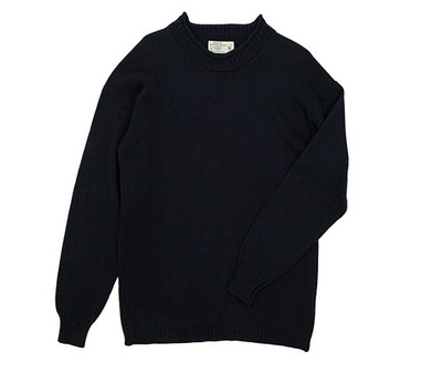 Fisherman Gansey Jumper Cotton Silk Blend in Navy UK