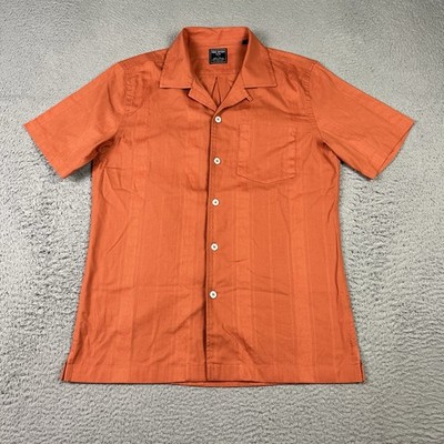 Todd Snyder Three Looms Shirt Mens Small Orange Japanese Cotton Loop Collar Camp