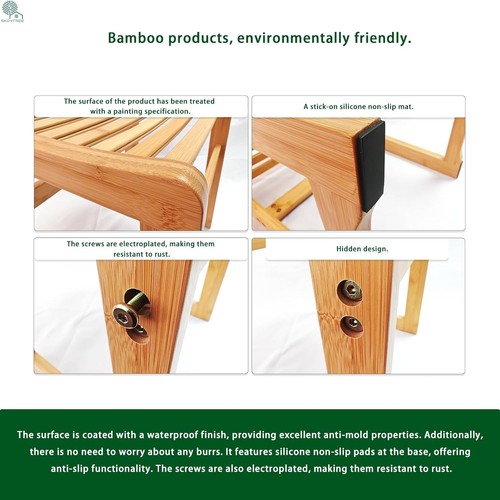 Skovtree Bamboo Shower Stool with Waterproof Treatment, No Mold, L (42cm) - Picture 4 of 6
