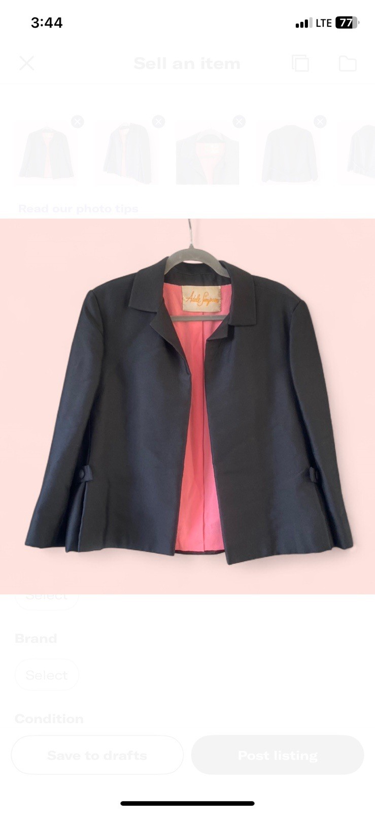 Adele Simpson Short Flare Trapeze Swing Jacket VT… - image 1