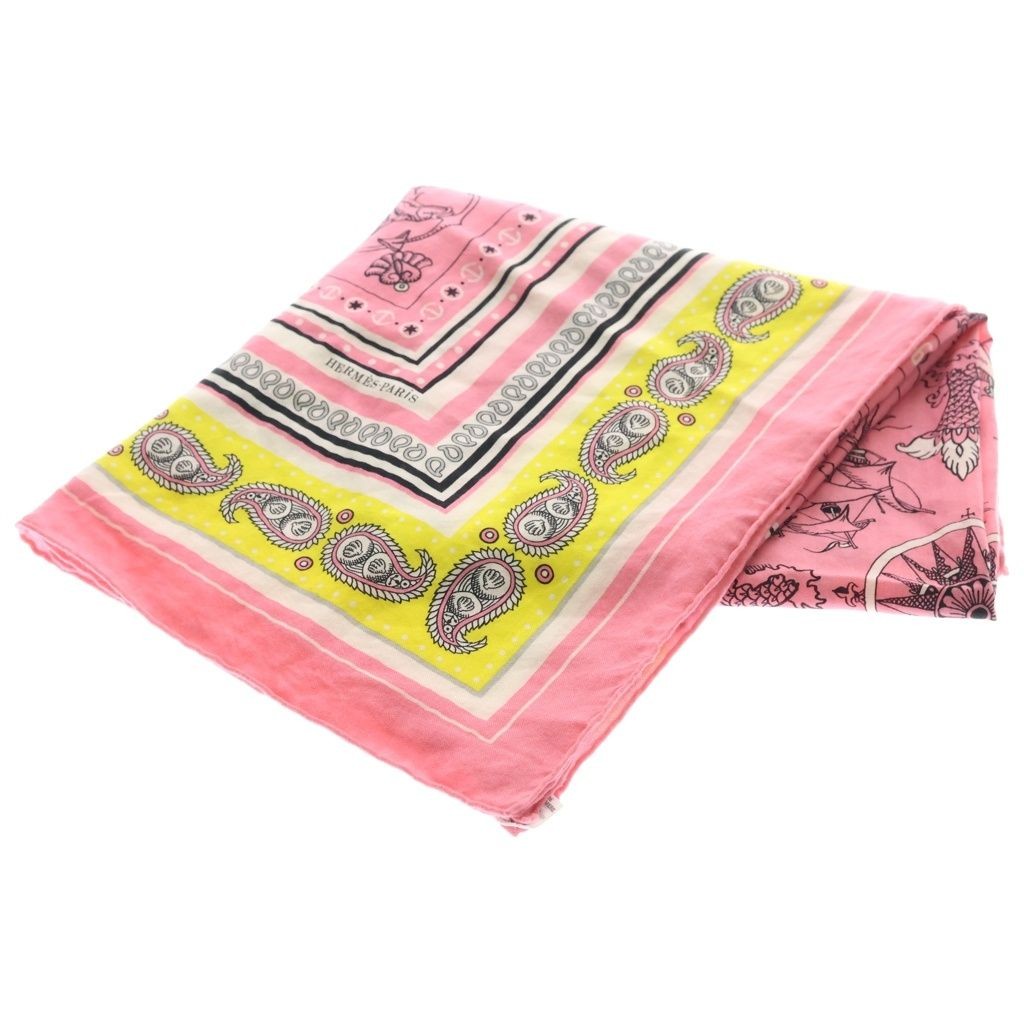 Hermes 140 Carre Shawl Scarf Tatouages Marins Bandana Pink Authentic