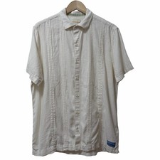 Scotch Soda Mens Linen Blend Short Sleeve Button Up Shirt Size L White Coastal