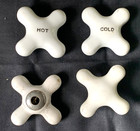 ANTIQUE VINTAGE WHITE PROCELAIN CROSS KNOBS BATH SINK COLD, HOT,  LOT OF 4 — photo 1