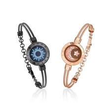 Long Distance Touch Bracelets for Sun Moon,Snake Chain,Black/Rose Gold