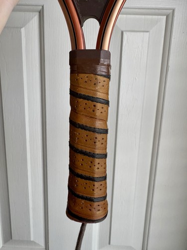 Leach Graphite Leather Wrapped Racquetball Racquet Vintage - Picture 4 of 5
