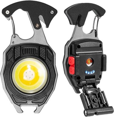 2 Pack Portable Mini COB Keychain Work Light Rechargeable Flashlights 1600Lumens