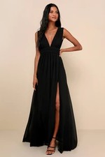 Lulus Heavenly Hues Maxi Dress Black Basic Sleeveless S