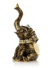 Keren Kopal Elephant  hand made Trinket Box Decorated with  Austrian Crystals