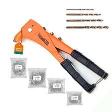 Rivet Gun with 200PCS Rivets 4 Drill Bits Aluminum Alloy Heavy Duty Manual