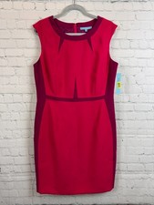 ANTONIO MELANI Edelina raspberry/pom sleeveless sheath classic dress size 14 NWT
