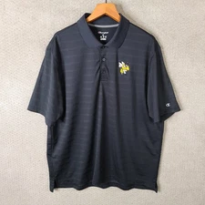 Champion Shirt Mens XL Black Short Sleeve Polo Yellowjackets Logo Embroidered
