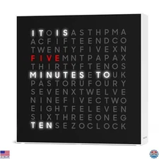 Sharper Image® LED Word Clock Pro - 9.45" Modern Design, Dimmable Light & Alerts