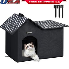 Large Waterproof Cat House W/ Double Sided Cushion Easy Clean Pet Shelter New