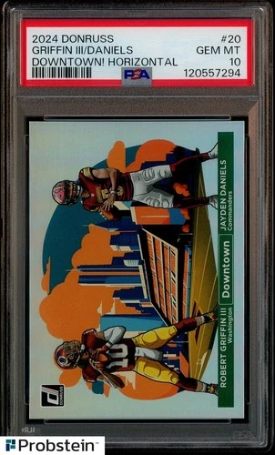 2024 Donruss Downtown! #20 Jayden Daniels Robert Griffin III SSP CASE HIT PSA 10