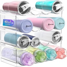 4 Pack Water Bottle Organizer, Large Compartment Stackable Kitchen Pantry Organi