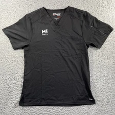 MASSAGE ENVY GREYS ANATOMY SCRUB SHIRT WOMENS SMALL BLACK TOP SHORT SLEEVE WORK