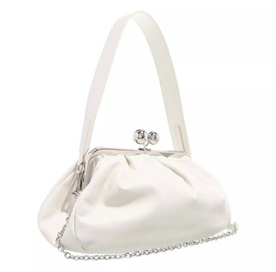 Weekend Max Mara Cubico Latte Pasticcino Schulter Leder Tasche Creme Beige Weiß
