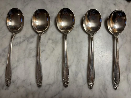 International Prelude Sterling Silver Cream Soup Spoons - 6 1/2" - Set of 5