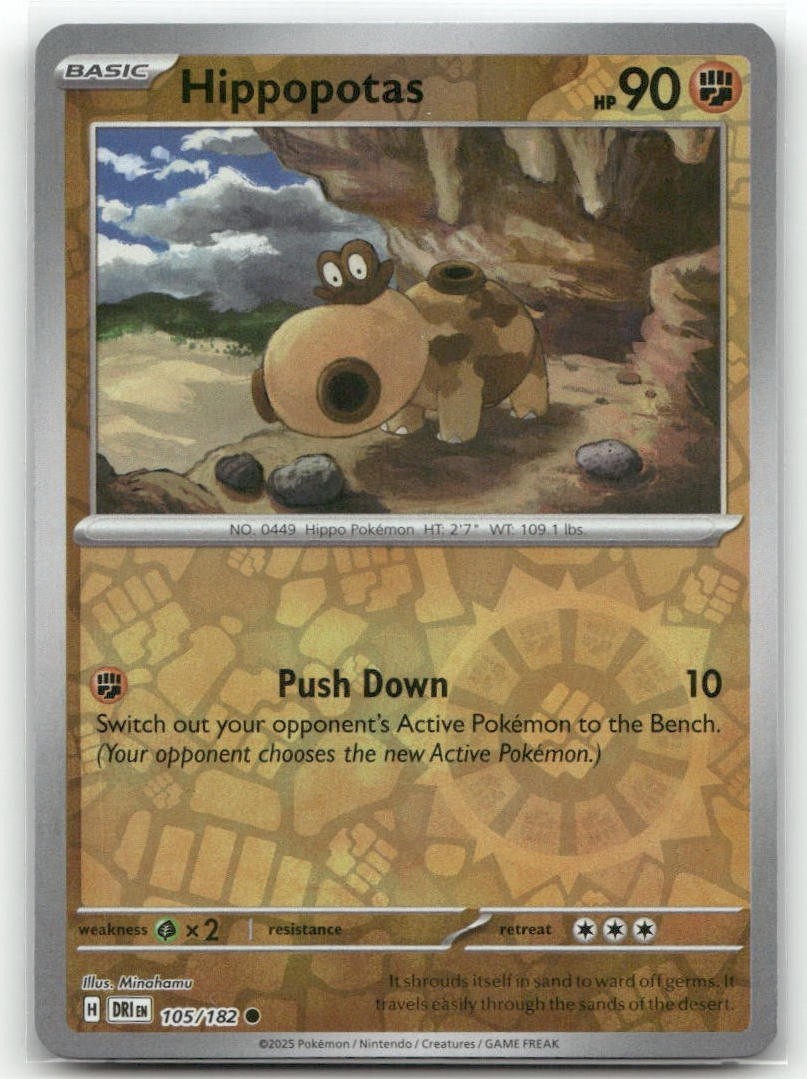 Hippopotas 105/182 Reverse Holo Destined Rivals Pokemon TCG