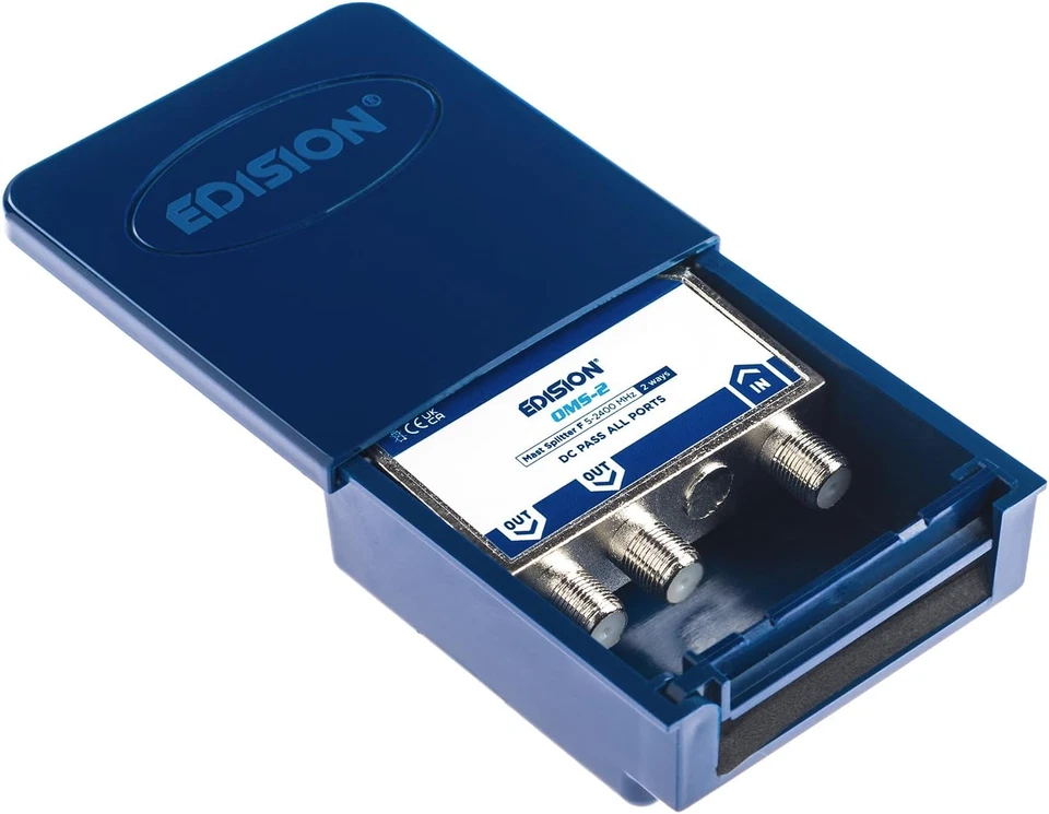 OMS-2 Partitore Da Palo 2 Uscite, Esterno Splitter Satellitare E TV, Connettore  - Immagine 3 di 4