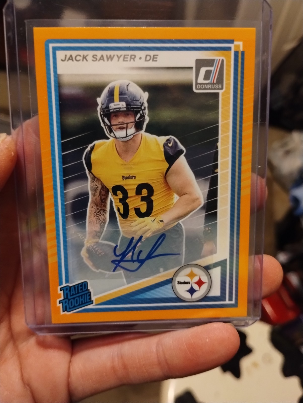 2025 Panini Donruss - Rated Rookie Jack Sawyer #390 Orange Autographs (AU, RC)