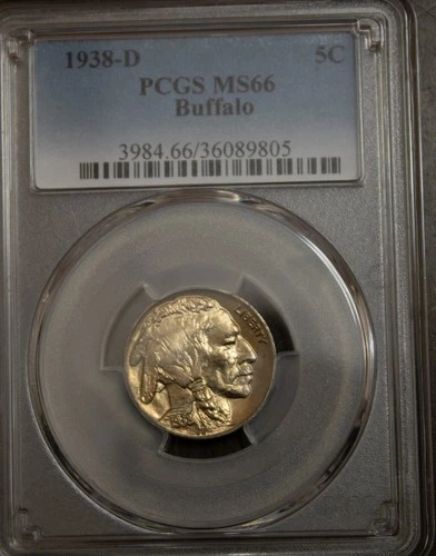 1938 D Buffalo Nickel PCGS MS66 Lot 4173