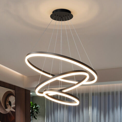 LED Acrylic Pendant Light Kitchen Black Lamp Ceiling Bar Chandelier Living Room - Picture 2 of 12