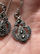 sterling silver  marcasite lady bug earrings. Wire  earrings stamped 925.