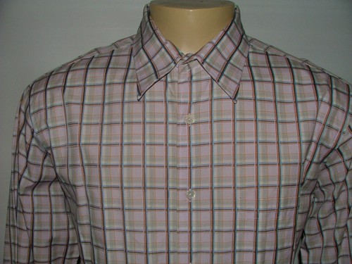 MENS MARTIN GORDON CASUAL SHIRT SIZE XL 100% COTTON PURPLE GRAY PLAIDS #130 - Picture 2 of 6