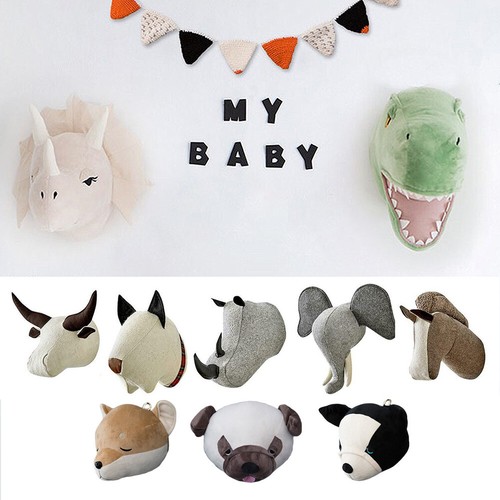 3D Felt Stuffed Animal Head Wall Art Hanging Baby Kids Doll Room Decor Toy Gift - Bild 2 von 24