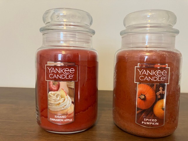 NEW Yankee Candle Spiced Pumpkin Sugared Cinnamon Apple 22 oz glass jar candle