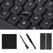 2PCS English Keyboard Stickers with Tweezer, Universal English White Letters