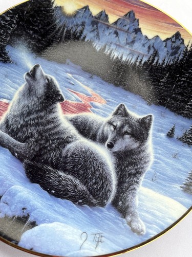 1994 Winter's Dawn de J. Tift Call of the North Hamilton Plate Collection Wolves - Imagen 5 de 9