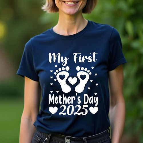 Womens Baby Feet My First Mothers Day T-Shirt Top Funny Mama Mom Cute Gift #MD - Picture 9 of 34
