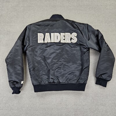 Vintage Raiders Jacket Satin 80s Authentic Pro Line Starter Black