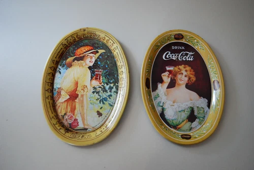 2 Vintage Mini Coca-Cola Tins Trays 1973 6”x4 1/4”
